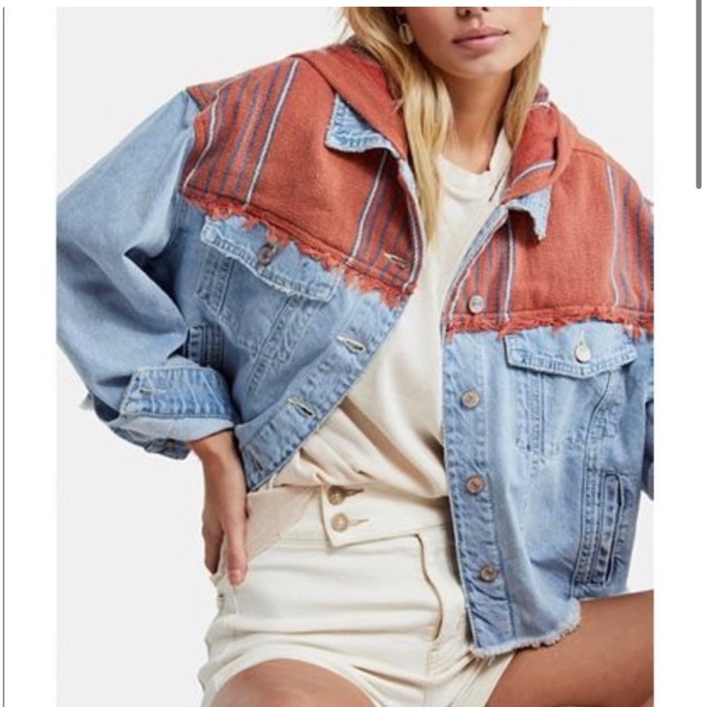 Free People Hooded Denim Jacket
